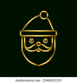 Christmas santa icon, golden metallic thin 3d lines vector illustration collection.