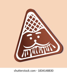 Christmas santa isolated. Flat vector stock illustration with chocolate gingerbread with santa in a cap. Glazed Christmas cookies. Winter cooking illustration with christmas character