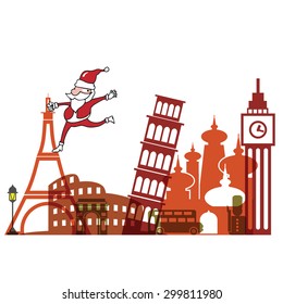 Christmas Santa in landmark of Europe