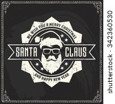christmas santa logo cool merry man vector beard vintage abstract vector logo of hipster santa claus fashion label silhouette with wishes of merry christmas happy new year and cool beard and glasses o