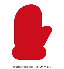Christmas Santa mitten vector red icon isolated on a white background.