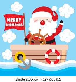 Christmas santa on board for christmas greeting card