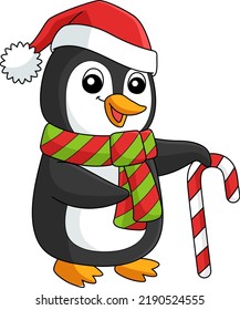 Christmas Santa Penguin Cartoon Colored Clipart