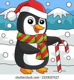 Christmas Santa Penguin Colored Cartoon