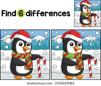 Christmas Santa Penguin Find The Differences