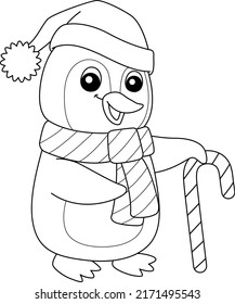 Christmas Santa Penguin Isolated Coloring Page Stock Vector (Royalty