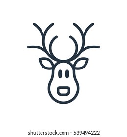 christmas santa reindeer line web icon on white background