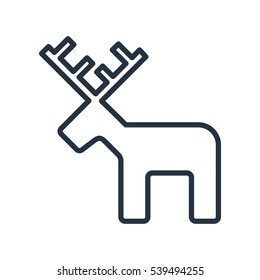 christmas santa reindeer line web icon on white background