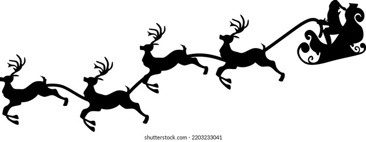 Christmas Santa Reindeer - Silhouette Vector Illustration