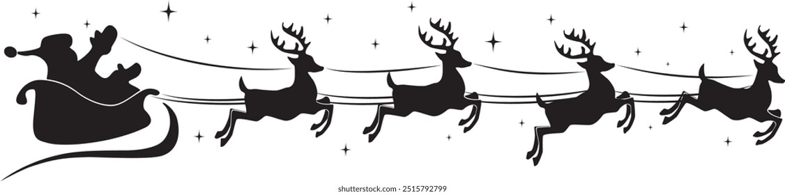 Christmas Santa with Reindeer Sleigh 