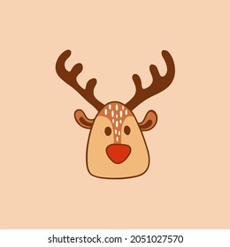 Christmas Santa Reindeer Symbol. Social Media Post. Christmas Decoration Vector Illustration.