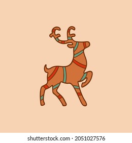 Christmas Santa Reindeer Symbol. Social Media Post. Christmas Decoration Vector Illustration.