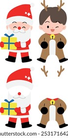 Natal Santa, Rudolph ilustração. face design composto