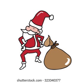 Christmas Santa and sack cartoon