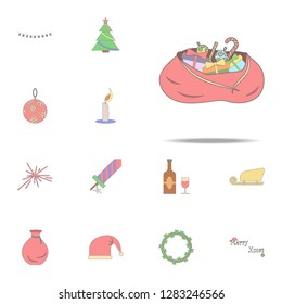 Christmas Santa sack with gifts colored icon. Christmas holiday icons universal set for web and mobile