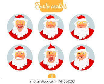 Christmas Santa set. Santa avatars. Santa Claus emotions