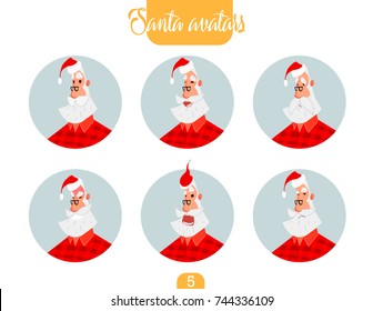 Christmas Santa set. Santa avatars. Santa Claus emotions