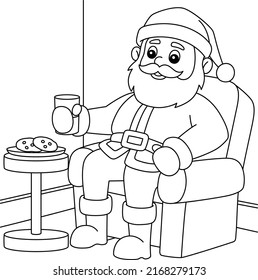 Christmas Santa Sitting On A Chair Coloring Page 