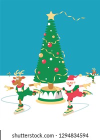 Christmas Santa skiing