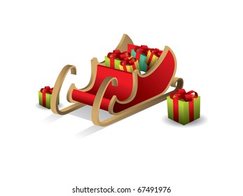 Christmas Santa sledge vector