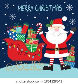 Christmas santa and sleigh for christmas greeting card