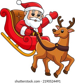 Christmas Santa Sleigh a Reindeer Cartoon Clipart