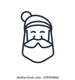 christmas santa smile face line web icon on white background
