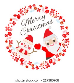 Christmas with santa and snowman
