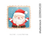 Christmas Santa stamp, Christmas vector illustration
