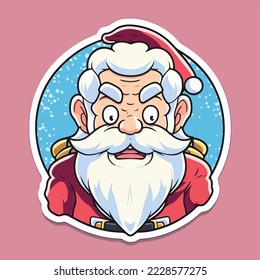 Christmas Santa sticker, xmas Santa is angry printable stickers sheet. Winter holidays