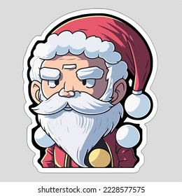 Christmas Santa sticker, xmas angry Santa stickers collection. New-year collection