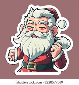 Christmas Santa sticker, xmas joyful Santa character stickers. New-year collection