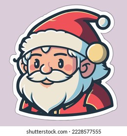 Christmas Santa sticker, xmas Santa stickers pack. New-year holidays