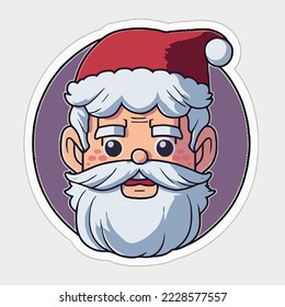Christmas Santa sticker, xmas surprised Santa stickers isolated decoration. New-year holidays