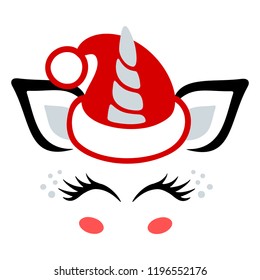 Christmas Santa Unicorn - card design, home decor design, apparel design
