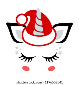 Christmas Santa Unicorn - card design, home decor design, apparel design