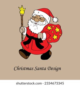 Christmas Santa Vector Design - This enchanting artwork captures the joy and magic of the holiday season, featuring the beloved figure of Santa Claus.