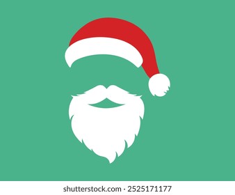 Christmas Santa Vector Icon. Santa Claus hat and beard. Origami of Santa Claus. Christmas card. New Year. Vector illustration.