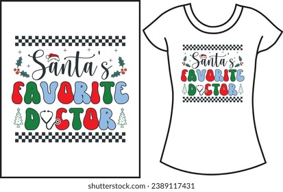 Christmas Santa vector typography T-shirt design.