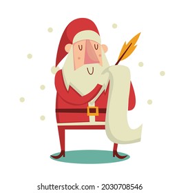 Santa escribiendo las notas. Estilo de icono plano, totalmente editable en formato vectorial, adecuado para EPS 10.