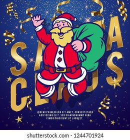 christmas Santaclaus illustration greeting card template vector