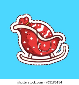 christmas santa's cart sticker vector