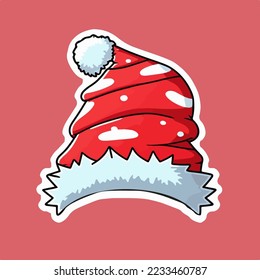 Christmas santa's hat sticker, xmas hat stickers collection. Winter holidays