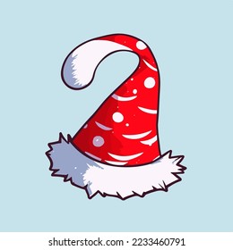 Christmas santa's hat sticker, xmas hat stickers elements. Winter holidays