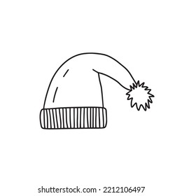Christmas Santa's hat vector doodle illustration. Hand drawn doodle Christmas hat