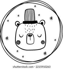 Weihnachtssüßer Bär, Vektorgrafik für Design, Druck, Muster einzeln auf weißem Hintergrund