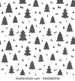 Christmas scandinavian seamless pattern. Vector background with cute hand drawn christmas trees
