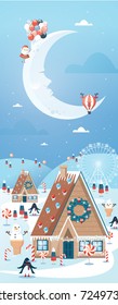 christmas scene/ christmas greetings template vector/illustration