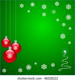 Christmas scene on a green background