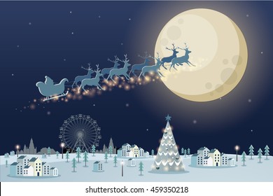 christmas scene/ reindeer vector/illustration